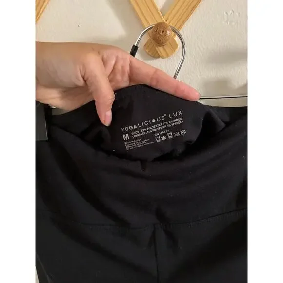 Yogalicious Lux Shorts Women's Medium Black Biker Athletic Wear High Rise - Picture 4 of 5